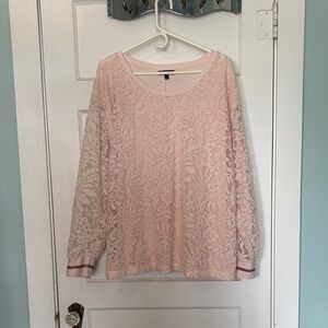 Lane Bryant Women’s Pink Lace Long-Sleeve Knit Top Size 22/24